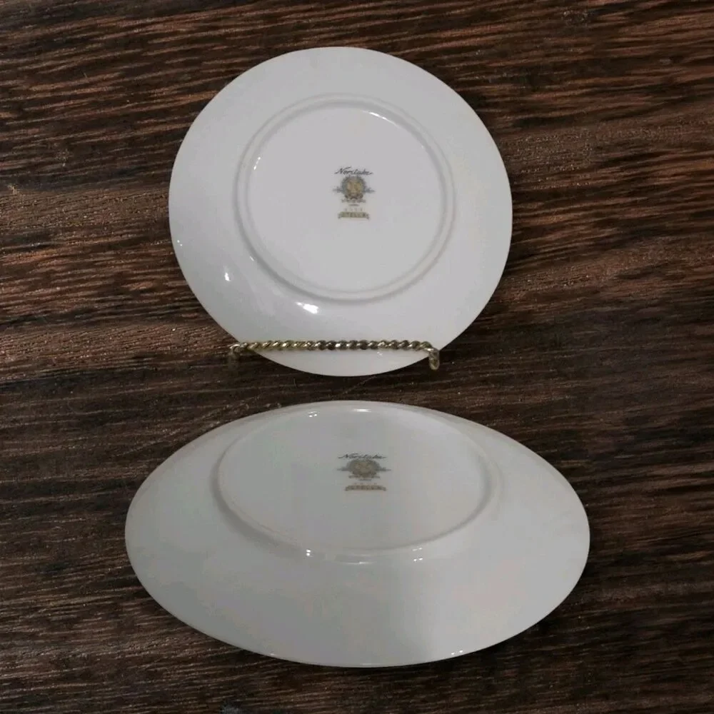 Vintage 1960s Noritake Stella 6602 Bread Dessert Plates Atomic Starburst Set 2